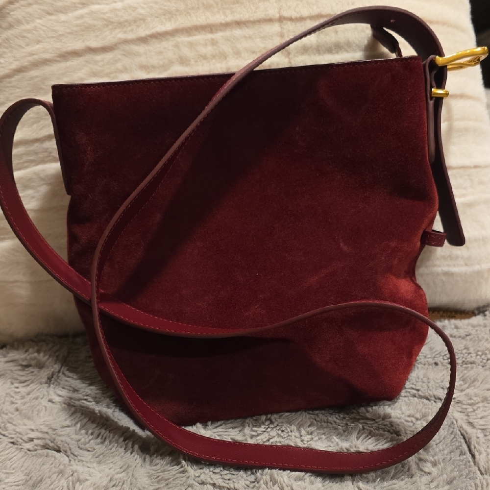Quince Burgundy Suede Shoulder/crossbody Bag
